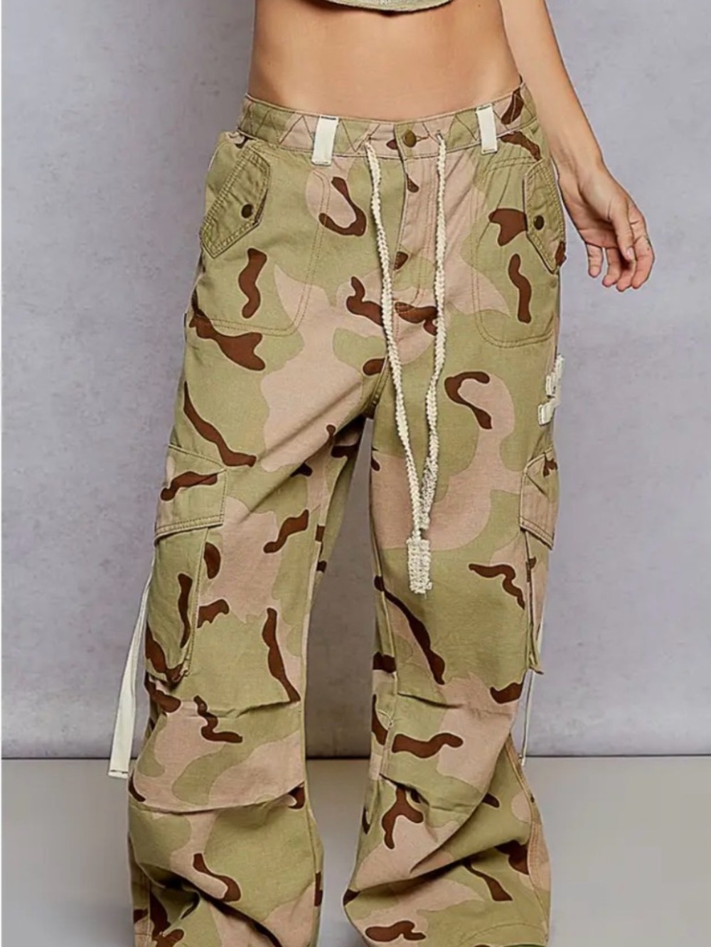 POL Camouflage Cargo Pants in Green and Brown